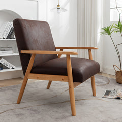 25.38'' Wide Classic Mid-Century Modern Arm Chair, Dark Brown