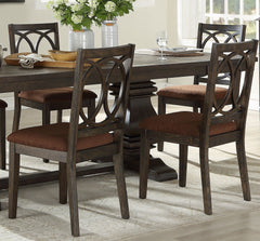 Classic Transitional Style Dining Chairs 2pc Set Espresso Finish Wood Frame Brown Seat Upholstery Dining Furniture