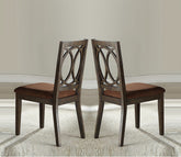 Classic Transitional Style Dining Chairs 2pc Set Espresso Finish Wood Frame Brown Seat Upholstery Dining Furniture
