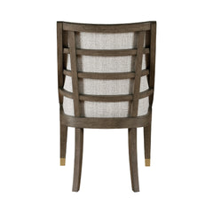 Greta Armchair Set of 2, Semi Deconstructed Gold Metal, Beige Fabric
