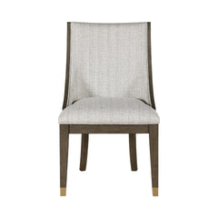 Greta Armchair Set of 2, Semi Deconstructed Gold Metal, Beige Fabric