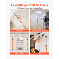 Cabinet Jack Support Pole, 2-Pack, 49.2-114.6 Inch Steel Telescopic Quick Support Rod, Adjustable 3rd Hand System up to 198 lbs Capacity for Installing Cabinets, Lifting Drywall, Cargo Bars