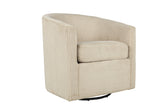 Beige Corduroy Fabric 1pc Swivel Accent Chair U-Backrest Living Room Plush Cushion Chair Metal Base