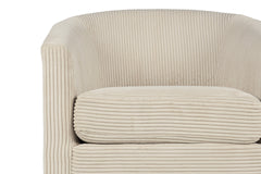 Beige Corduroy Fabric 1pc Swivel Accent Chair U-Backrest Living Room Plush Cushion Chair Metal Base