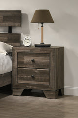 1pc Rustic Two Drawers Storage Nightstand Brown Gray Finish Wooden Bedroom Furniture