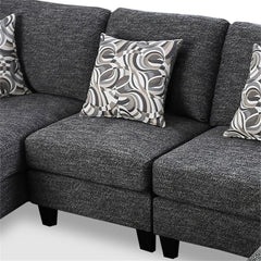 Living Room 1pc Armless Chair Transitional Style Chenille Fabric Gray Color Tappered Feet Couch Pillows