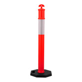 12 Pack Traffic Delineator Posts, 48 inches Traffic Safety Cones with Weighted Base and Reflective Strips, Heavy Duty Delineator Posts for Construction Site, Parking Lot, Crowd Control, Red