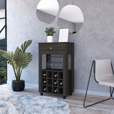 Espresso 1-Drawer 12-Bottle Wine Cabinet Carbon