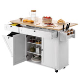 60in Kitchen Island Cart Rolling Storage Cabinet Table with Drawer Drop Leaf