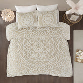 King/Cal King 3 piece Tufted Cotton duvet cover set
