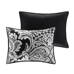 7 Piece Cotton Printed Comforter Set Black Queen