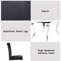 Fabiola Black Fabric & Stainless Steel Side Chair (Set of 2)