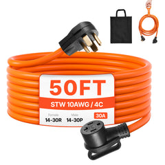 50 ft Dryer Extension Cord 4-Prong NEMA 14-30P to 14-30R Dryer Cord 30A