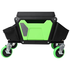 Heavy Duty Mechanic Stool with 330lbs Load Capability, Garage Stool with Wheels, Rolling Creeper with Soft Rubber Cushion Seating for Auto Repair and DIY Home Car Beauty, Green And Black Color
