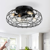 15.7'' Low Profile Bladeless Ceiling Fan with Lights Kit (No Included Bulbs) and Remote 6 Wind Speeds Reversible Ceiling Fan for Living Room Bedroom Party--NO Included Bulbs