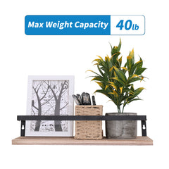 Floating Shelves, Long Wall Shelves Set of 2, Wall Mounted Shelves with Brackets for Bedroom, Living Room, Kitchen, Bathroom– Natural Wood