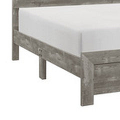 Adia Modern Queen Bed, Panel Headboard and Footboard, Textured Gray Veneer