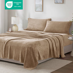 3 PCS Twin Micro Plush Sheet Set Taupe