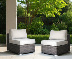Minnesota Wicker Sectional Armless Seats - Brown PK2