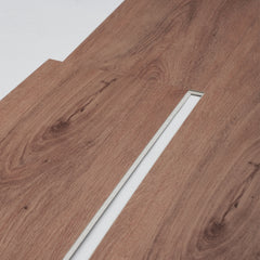 Interlocking Vinyl Floor Tiles 48 x 7.3 inch, 10 Tiles 5.5mm Thick Snap Together, Deep Brown Wood Grain DIY Flooring for Kitchen, Dining Room, Bedrooms & Bathrooms, Easy for Home Decor