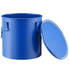 Fryer Grease Bucket, 10 Gal Oil Disposal Caddy Carbon Steel Fryer Oil Bucket with Rust-Proof Coating, Oil Transport Container with Lid, Lock Clips, Filter Bag for Hot Cooking Oil Filtering, Blue