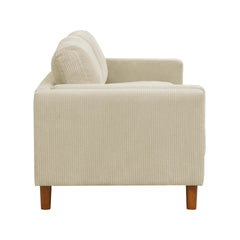 Corduroy Upholstered Square Arm Sofa with Wooden Legs
