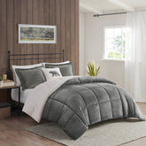 Full/Queen Plush to Sherpa Down Alternative Comforter Set
