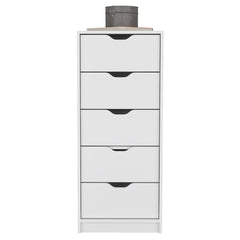 Dresser 42 inchH, 5 Drawers , Slim Storage Chest of Drawers, White