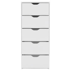 Dresser 42 inchH, 5 Drawers , Slim Storage Chest of Drawers, White
