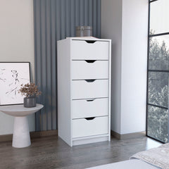 Dresser 42 inchH, 5 Drawers , Slim Storage Chest of Drawers, White