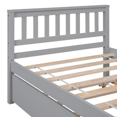 Twin Bed with Trundle, Platform Bed Frame with Headboard and Footboard, for Bedroom Small Living Space,No Box Spring Needed,Grey(New SKU:W504P148530)