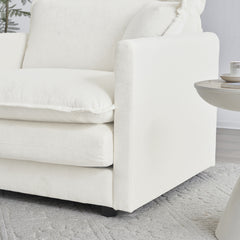 Comfort U Shaped Couch with Reversible Chaise, Modular Large U-Shape Sectional Sofa, Double Extra Ottomans,White Chenille