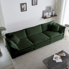 2-Piece Upholstered Sofa, Living Room Sectional Sofa Set Modern Sofa Couches Set , Deep Seat Sofa for Living Room Apartment, 1+3 Seat Green Chenille