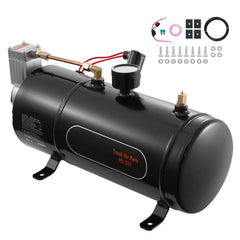12V Air Compressor with Tank 0.8 Gallon/3 L, Train Horn Air Compressor, 120 psi Working Pressure Onboard Air Compressor System for Train Air Horns, Inflating Tires, Air Mattresses