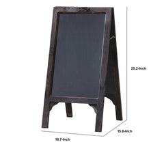 25 Inch Classic Wood Blackboard Stand, Dual Framed, Carved Details, Brown