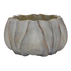 Rustic Planter, Gray Terracotta Pumpkin, 12 Inch Indoor Outdoor Pot