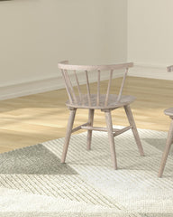 Mid-Century Modern Style 2pc Dining Chair Shaker Legs Molded Seat Spindle Back Natural Oak Finish Dining Room