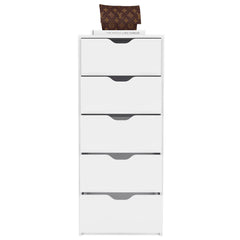 Dresser Kamran, Five Drawer Narrows, White Finish