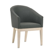 23 Inch Set of 2 Wood Accent Chairs, Padded Curved Back and Seats, Gray