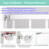 29.5-45.3" Wide Baby Gate for Stairs, Dog Gate Indoor for Doorways, No Drilling Pressure Mounted Pet Gates for Kids, Easy Walk Through Safety Gate, White