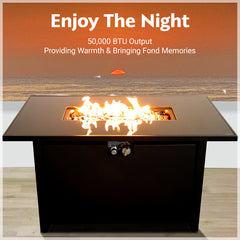 25" H x 42" W Steel Outdoor Fire Pit Table with Lid