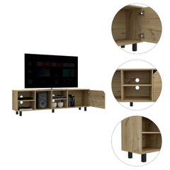Conquest Tv Stand for TV´s up 70", Four Open Shelves, Five Legs, Light Oak
