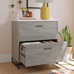 Lateral File with Full-Extension Slides, Brown finish