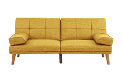 Mustard Polyfiber 1pc Adjustable Tufted Sofa Living Room Solid wood Legs Comfort Couch