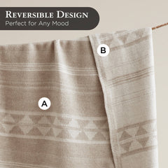1-Piece 50x60" Cotton Blend Throw, Ivory Stripe