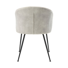 Beige Velvet Fabric Upholstery Side Chairs 2pc Set Black Metal Legs Modern Home Furniture