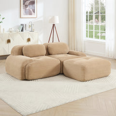 82'' L-shaped sofa in softCorduroy Fabric fabric modular design multiple combinations curved armrests no assembly required high-resilience sponge suitable for living rooms rest areas bedroom,Camel