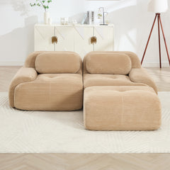 82'' L-shaped sofa in softCorduroy Fabric fabric modular design multiple combinations curved armrests no assembly required high-resilience sponge suitable for living rooms rest areas bedroom,Camel