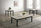 Light Gray Finish 3pc Table Set 1x Coffee Table 2x End Table Faux Marble Top Wooden Legs Primary Living Room