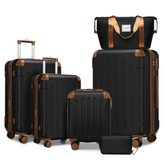 Luggage Sets 6 Piece with Duffel Bags, Hardside Expandable Suitcases with Spinner Wheels TSA Lock, Black